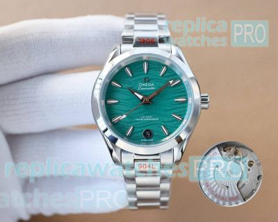 Replica Omeaga Aqua Terra 150m Ladies 34mm Watch Green Wave Dial